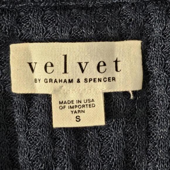 2/$30 Velvet by Graham & Spencer Open Front Navy Cardigan Size S - Picture 5 of 8